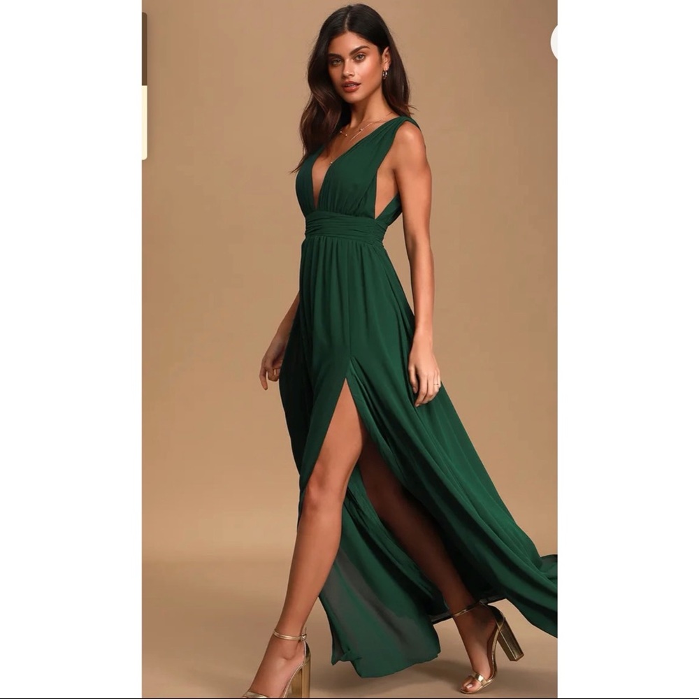 Lulus Heavenly Hues Forest Green Maxi Dress